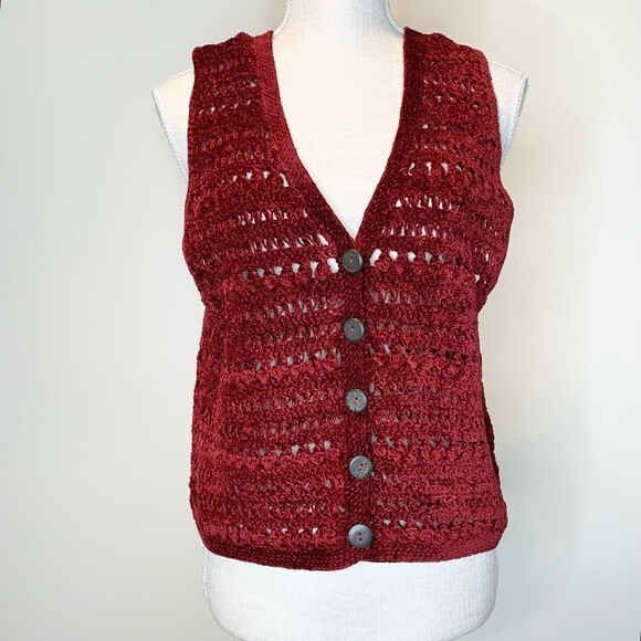 Vintage Sigrid Olsen Cottagecore Chunky Knit Sweater Vest Medium - Picture 1 of 7